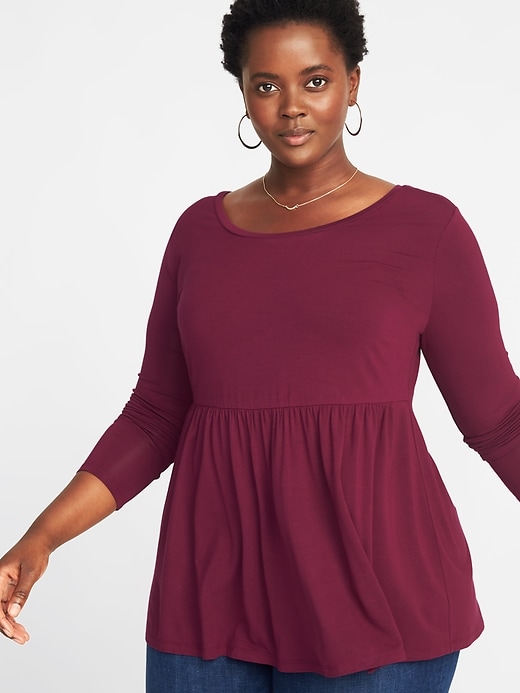 Image number 1 showing, Luxe Plus-Size Peplum-Hem Top