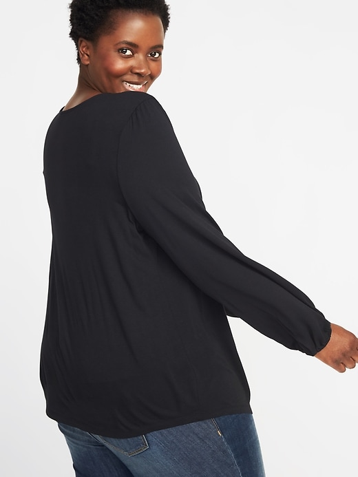 Image number 2 showing, Crochet-Lace Plus-Size Jersey Top