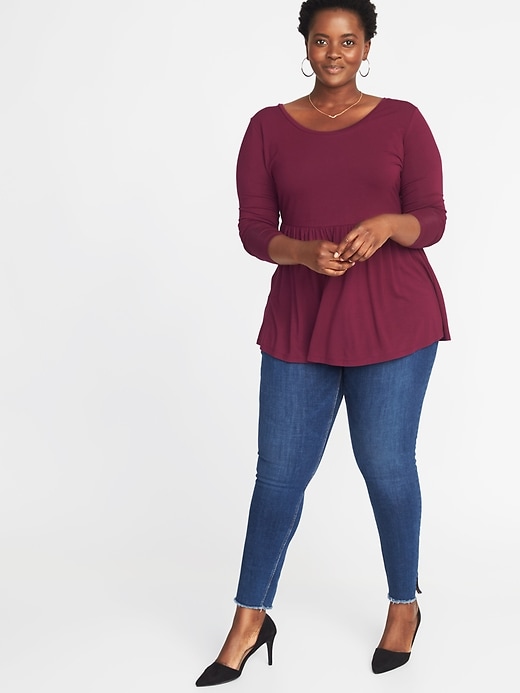 Image number 3 showing, Luxe Plus-Size Peplum-Hem Top