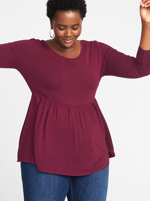 Image number 4 showing, Luxe Plus-Size Peplum-Hem Top