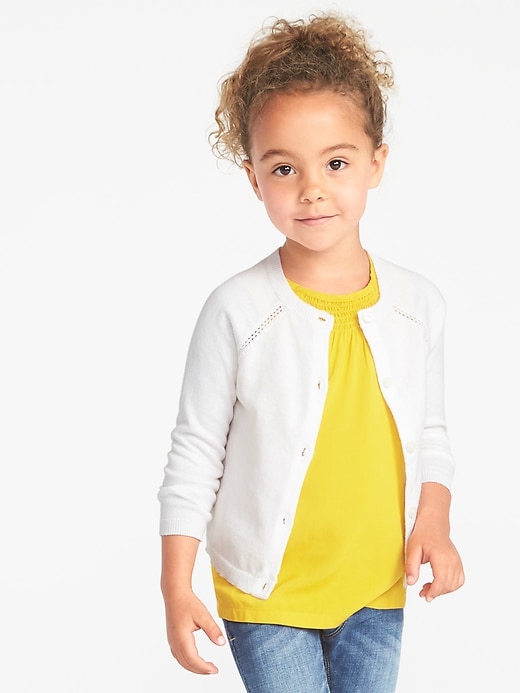 View large product image 1 of 1. Button-Front Crew-Neck Cardigan for Toddler Girls