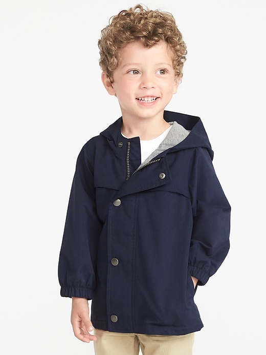 View large product image 1 of 4. Water-Resistant Hooded Raincoat for Toddler Boys