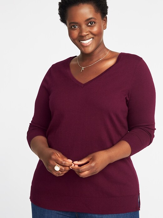 Image number 1 showing, Classic Plus-Size V-Neck Sweater