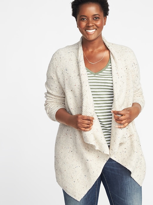 Image number 1 showing, Textured Drape-Front Plus-Size Sweater