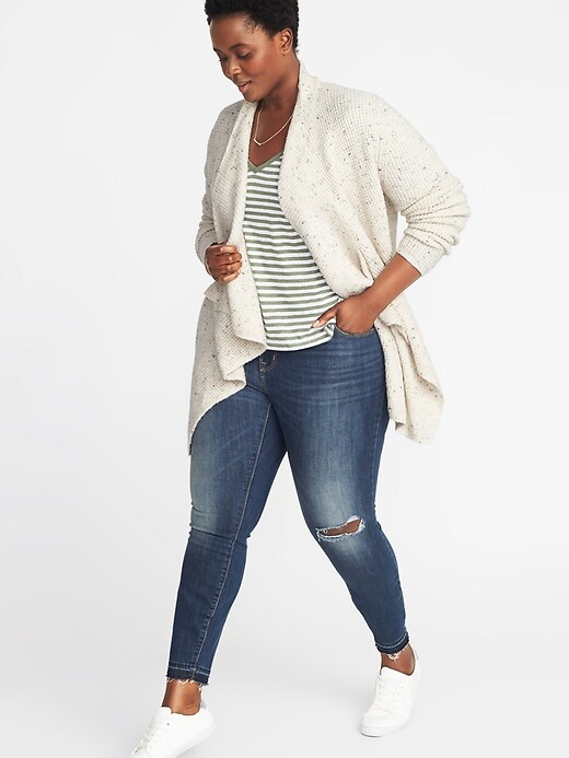Image number 3 showing, Textured Drape-Front Plus-Size Sweater