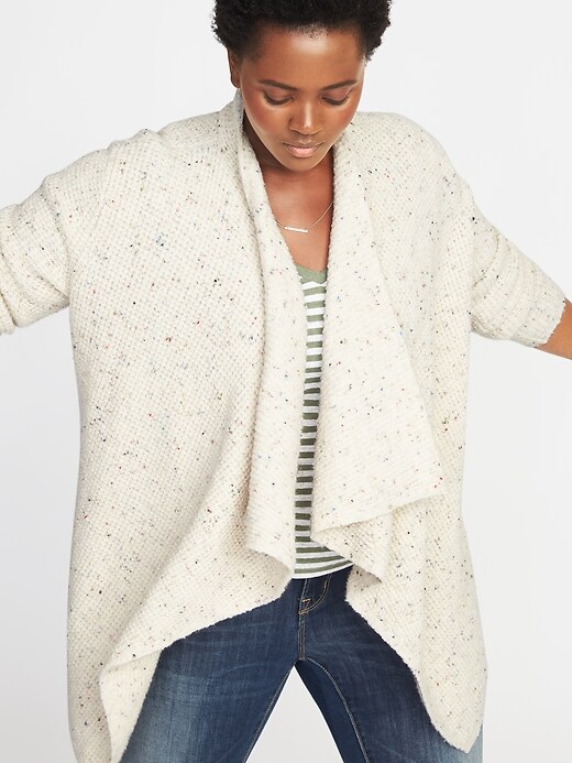Image number 4 showing, Textured Drape-Front Plus-Size Sweater