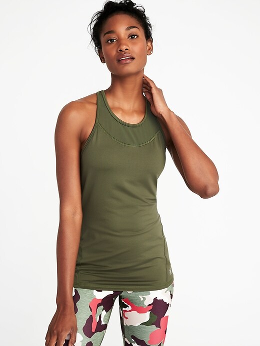 Fitted High-Neck Built-In-Bra Performance Tank for Women | Old Navy