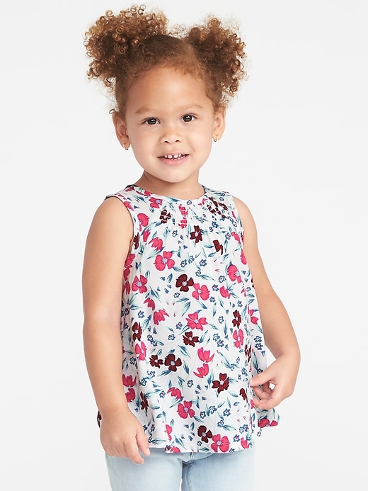 View large product image 1 of 1. Sleeveless Smocked Top for Toddler Girls