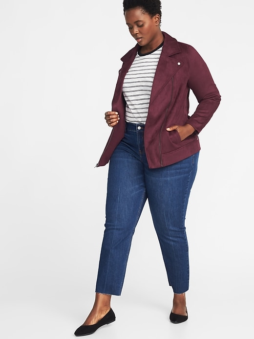 Image number 3 showing, Plus-Size Sueded-Knit Moto Jacket