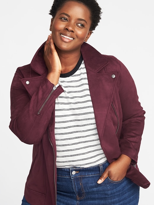 Image number 4 showing, Plus-Size Sueded-Knit Moto Jacket