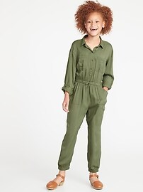 View large product image 3 of 3. Soft Twill Utility Jumpsuit for Girls