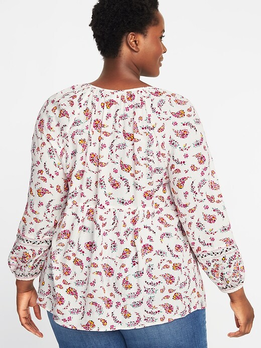 Image number 2 showing, Mixed-Print Crinkle-Crepe Plus-Size Blouse