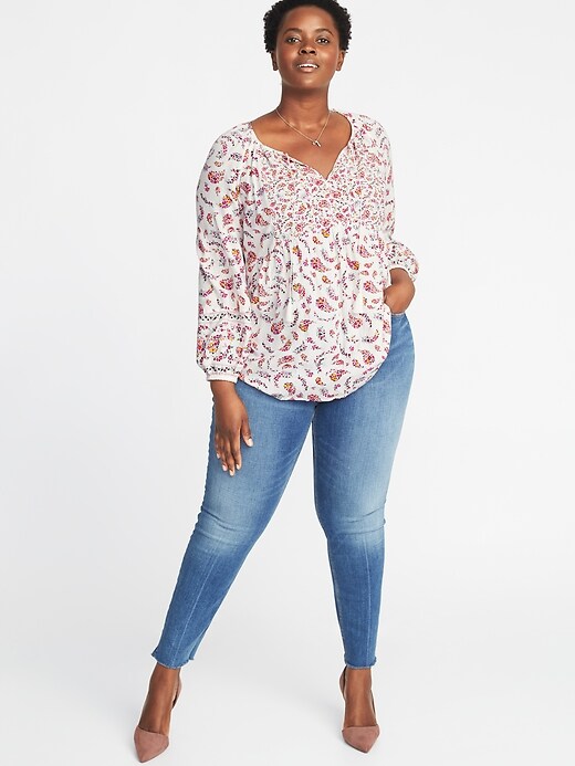 Image number 3 showing, Mixed-Print Crinkle-Crepe Plus-Size Blouse