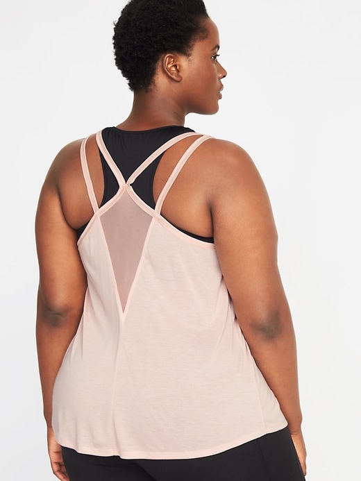 Image number 1 showing, Strappy Mesh-Trim Plus-Size Performance Cami