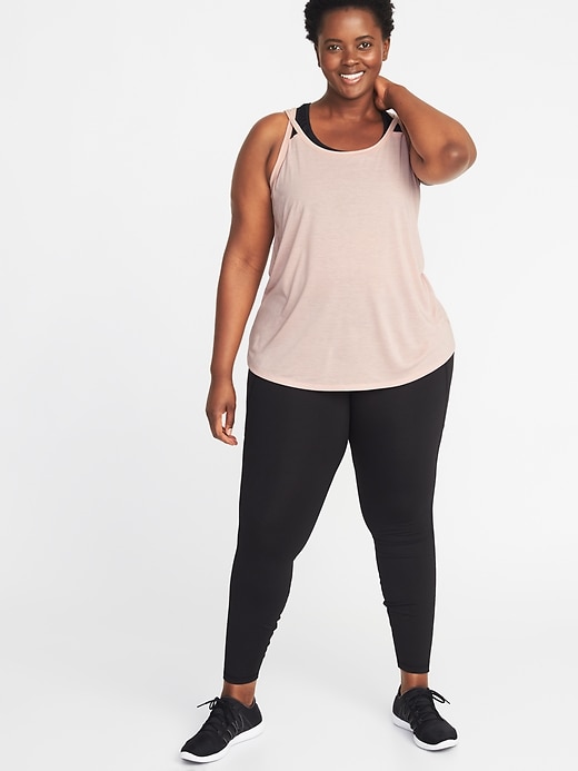 Image number 3 showing, Strappy Mesh-Trim Plus-Size Performance Cami