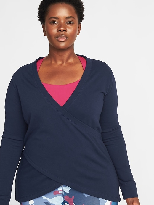 Relaxed Plus-Size Surplice-Front Sweatshirt | Old Navy