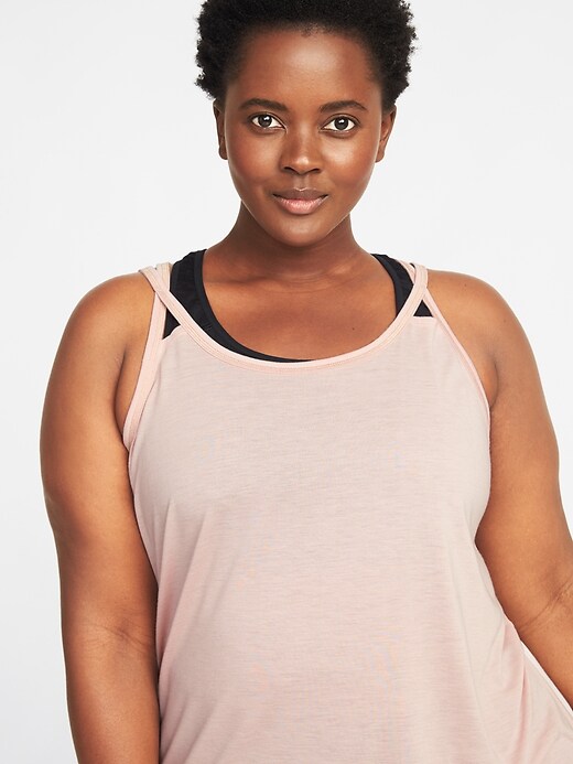 Image number 4 showing, Strappy Mesh-Trim Plus-Size Performance Cami