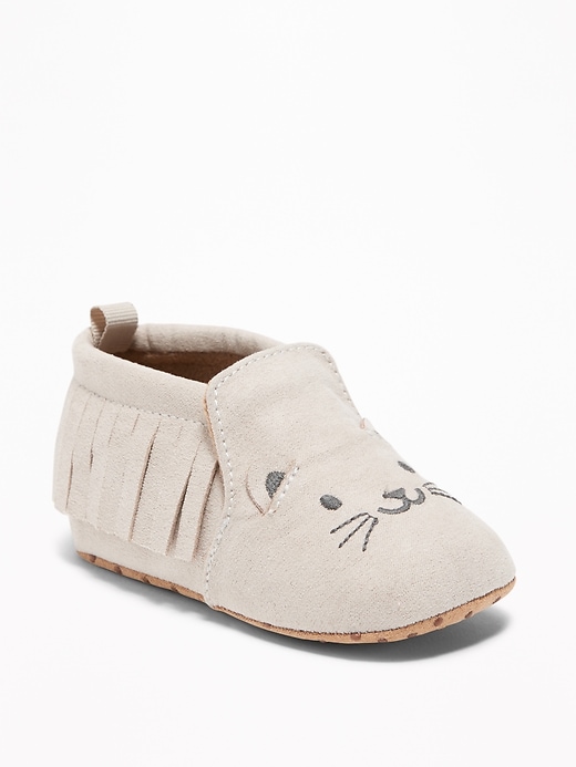 View large product image 1 of 4. Sueded Kitty Critter Moccasins for Baby