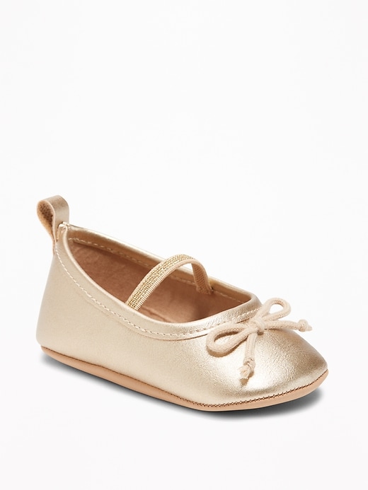 View large product image 1 of 4. Metallic Faux-Leather Ballet Flats for Baby