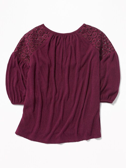 View large product image 2 of 3. Crochet-Lace Blouse for Girls