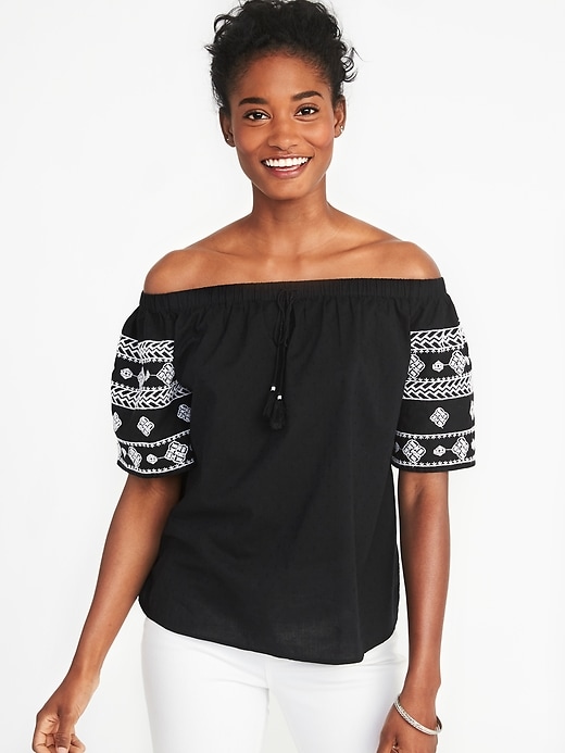 Image number 1 showing, Off-the-Shoulder Embroidered Top for Women