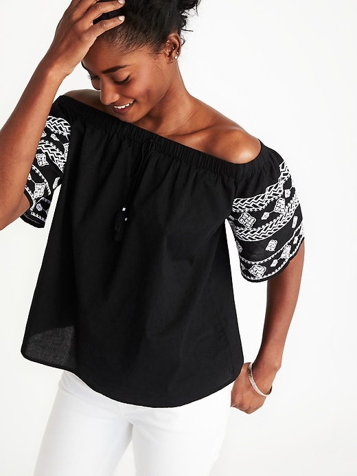 Image number 4 showing, Off-the-Shoulder Embroidered Top for Women