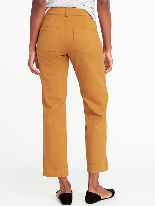View large product image 2 of 2. Mid-Rise Cropped Wide-Leg Chinos for Women
