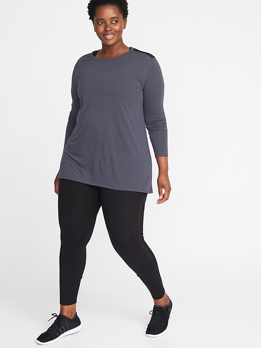 Image number 3 showing, Jersey Mesh-Back Plus-Size Performance Top