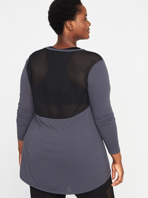 Image number 1 showing, Jersey Mesh-Back Plus-Size Performance Top