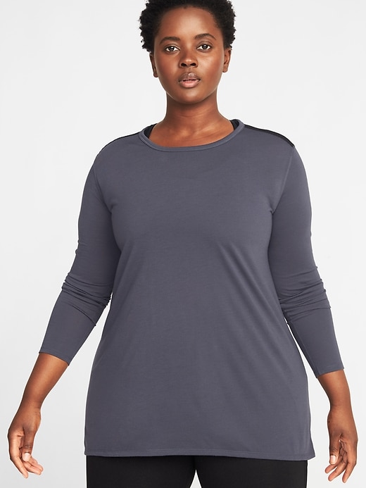Image number 2 showing, Jersey Mesh-Back Plus-Size Performance Top