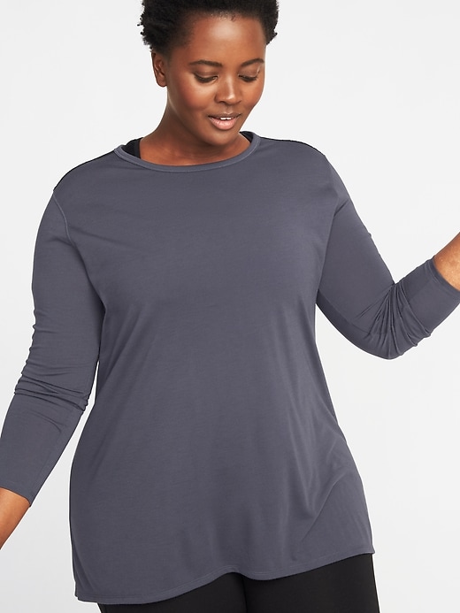 Image number 4 showing, Jersey Mesh-Back Plus-Size Performance Top