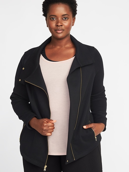 Image number 1 showing, Sweater-Fleece Plus-Size Moto Jacket