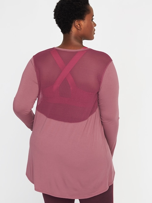 View large product image 1 of 1. Jersey Mesh-Back Plus-Size Performance Top