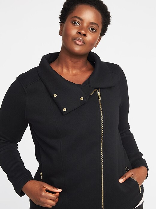 Image number 4 showing, Sweater-Fleece Plus-Size Moto Jacket