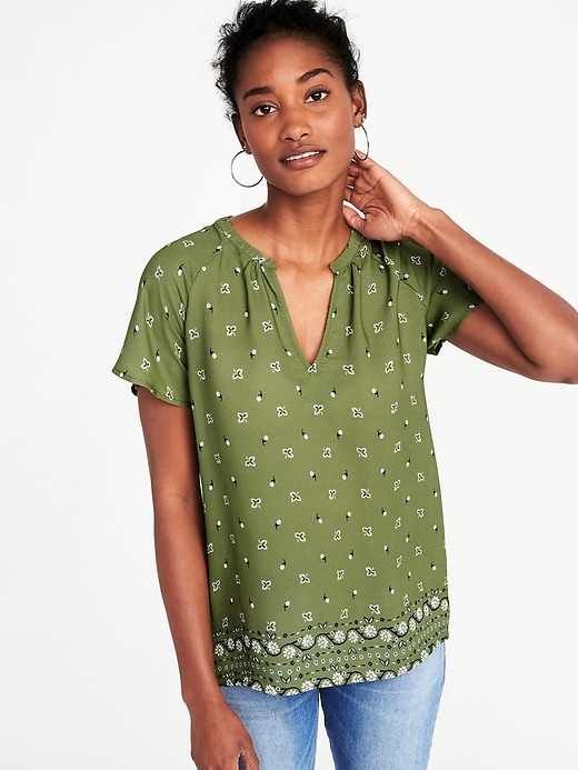 Image number 1 showing, Relaxed Flutter-Sleeve Top for Women