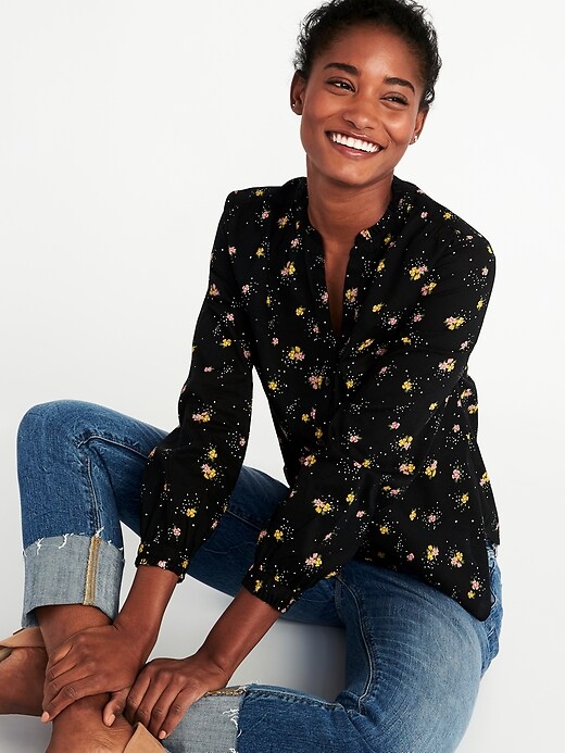 Image number 4 showing, Relaxed Button-Front Shirt for Women