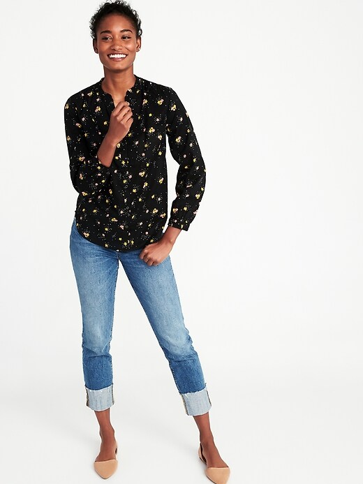 Image number 3 showing, Relaxed Button-Front Shirt for Women