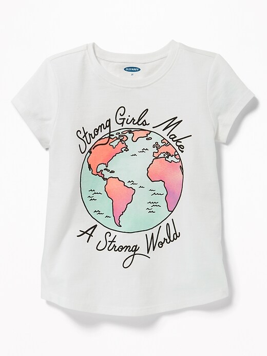 View large product image 1 of 1. Long & Lean Graphic Scoop-Neck Tee for Toddler Girls