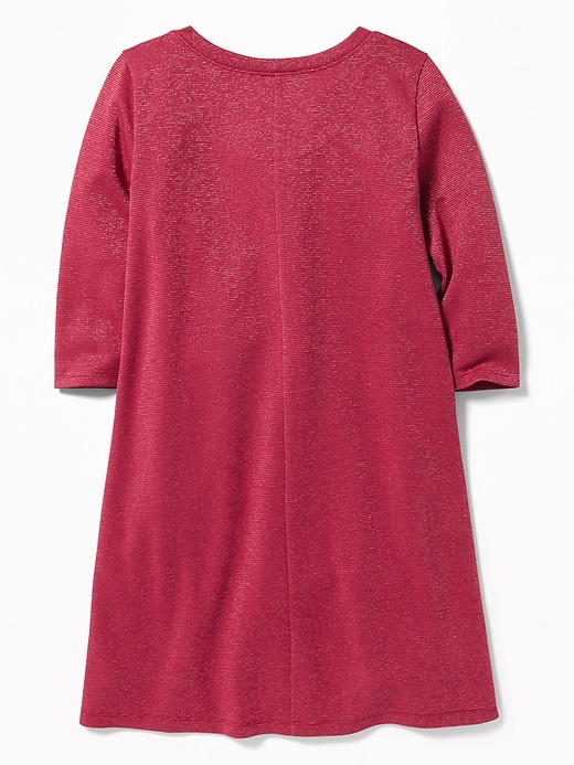 View large product image 2 of 3. Metallic-Stripe Ponte-Knit Swing Dress for Girls