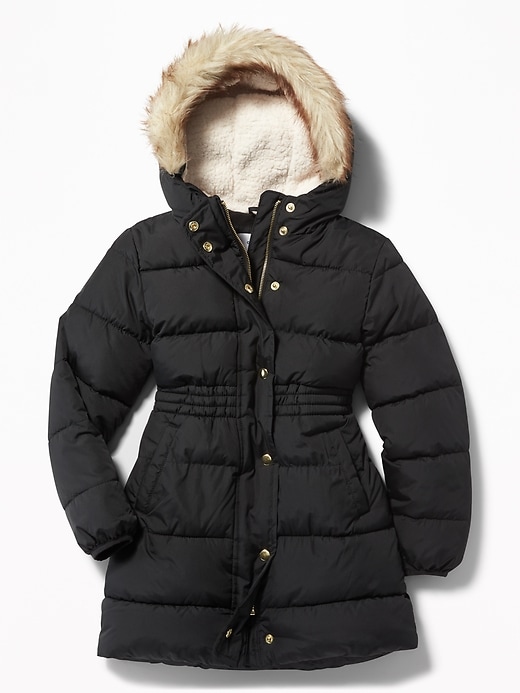 View large product image 1 of 3. Frost-Free Long Hooded Puffer Jacket for Girls