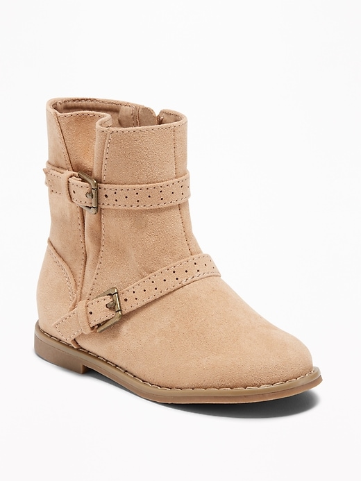 View large product image 1 of 1. Sueded Buckled Boots For Toddler Girls