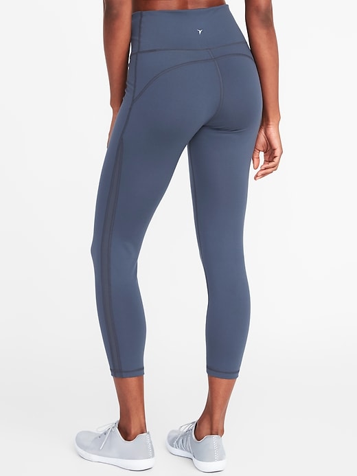 View large product image 2 of 2. High-Rise Mesh-Trim 7/8-Length Compression Leggings for Women