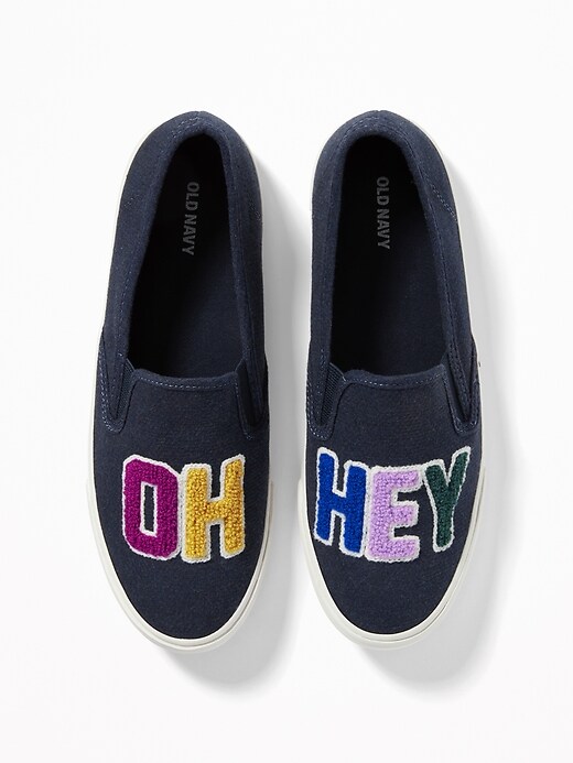 Image number 1 showing, "Oh Hey" Graphic Slip-Ons for Women