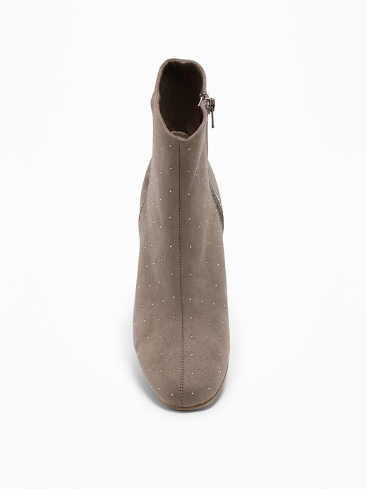 Image number 3 showing, Studded Faux-Suede Block-Heel Boots for Women