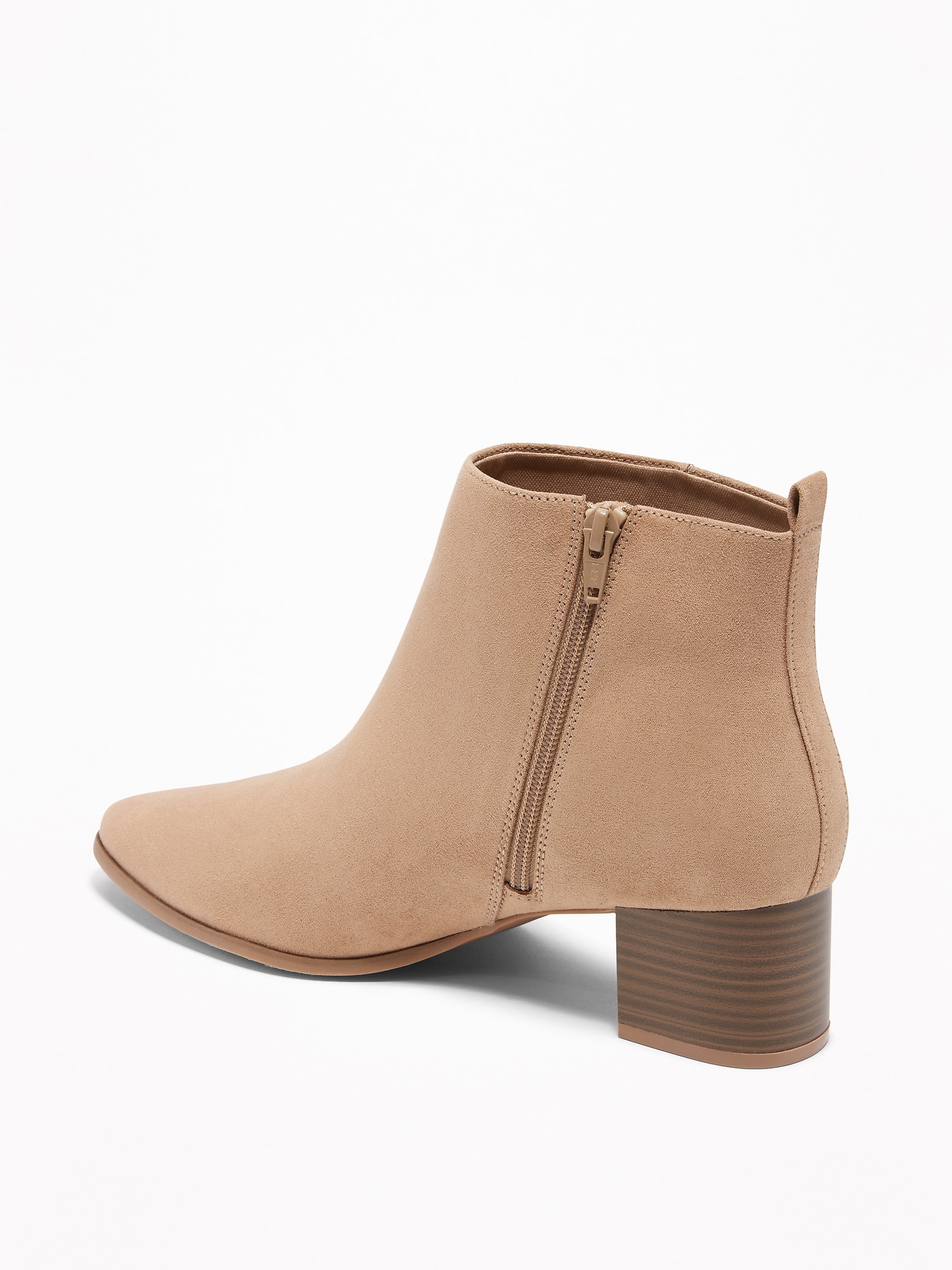 besha faux suede block heel bootie