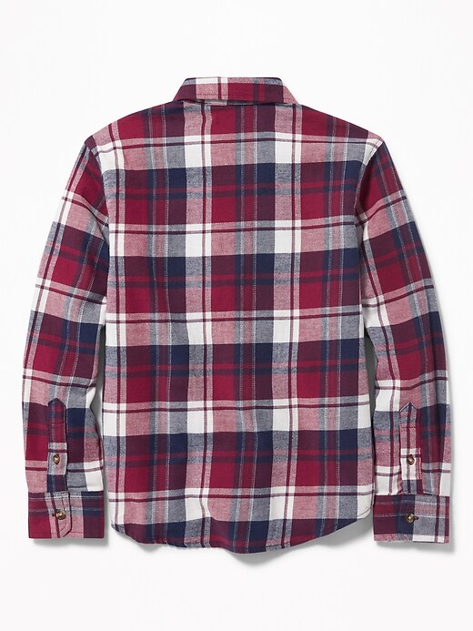 View large product image 2 of 3. Built-In Flex Plaid Flannel Pocket Shirt For Boys
