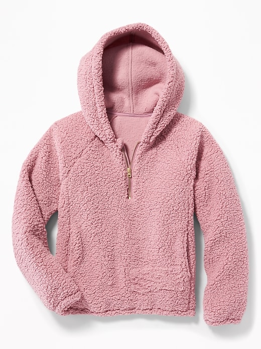 View large product image 1 of 3. 1/4-Zip Sherpa Popover Hoodie for Girls