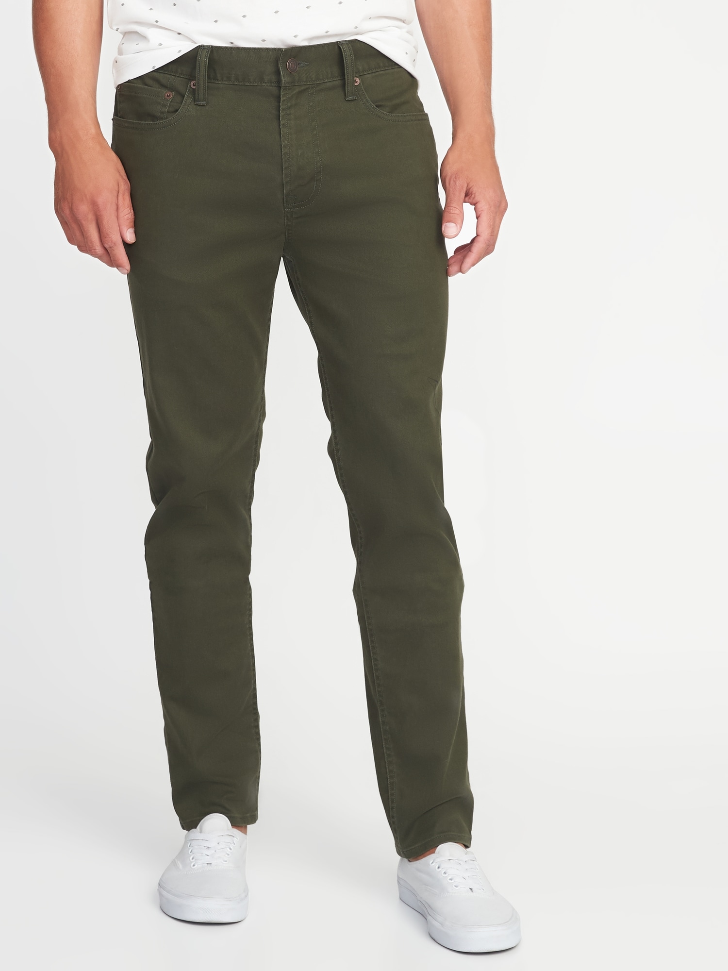 Slim Built-In Flex All-Temp Twill Five-Pocket Pants For Men | Old Navy