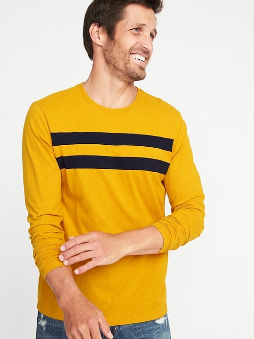 Image number 1 showing, Pieced Chest-Stripe Crew-Neck Tee