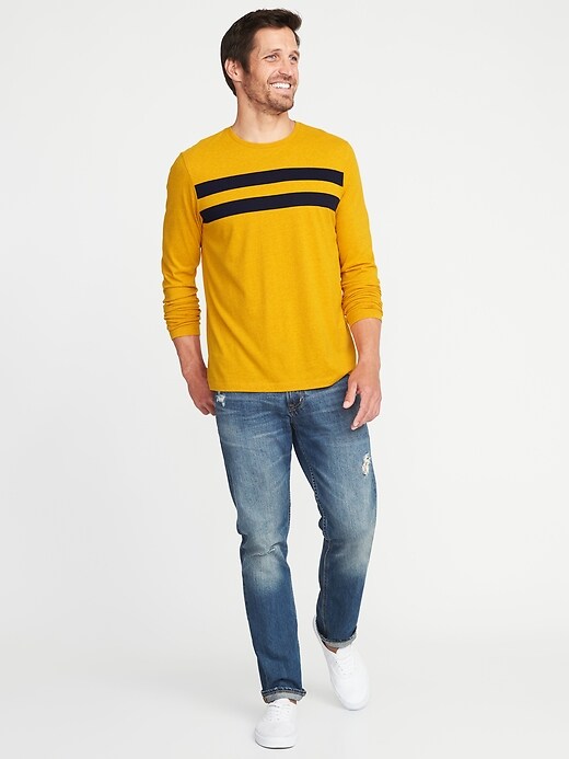 Image number 3 showing, Pieced Chest-Stripe Crew-Neck Tee